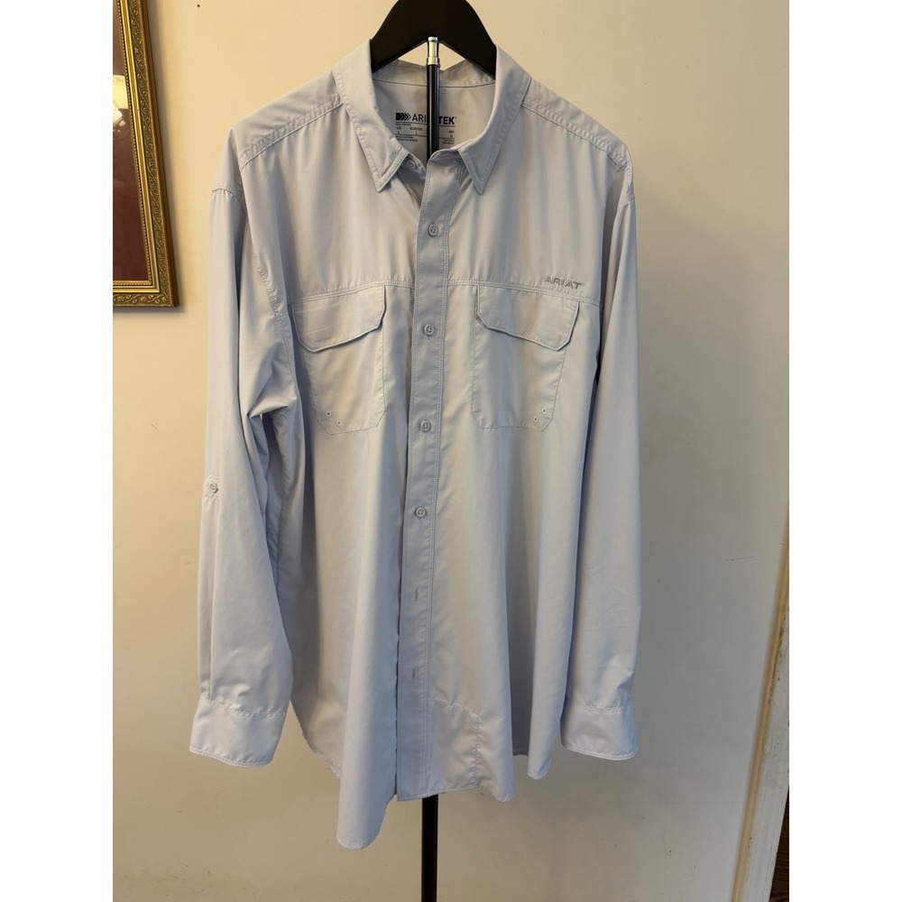 Ariat Shirt men's L  AriatTek performance workwear ventTEK Outbound Light Blue